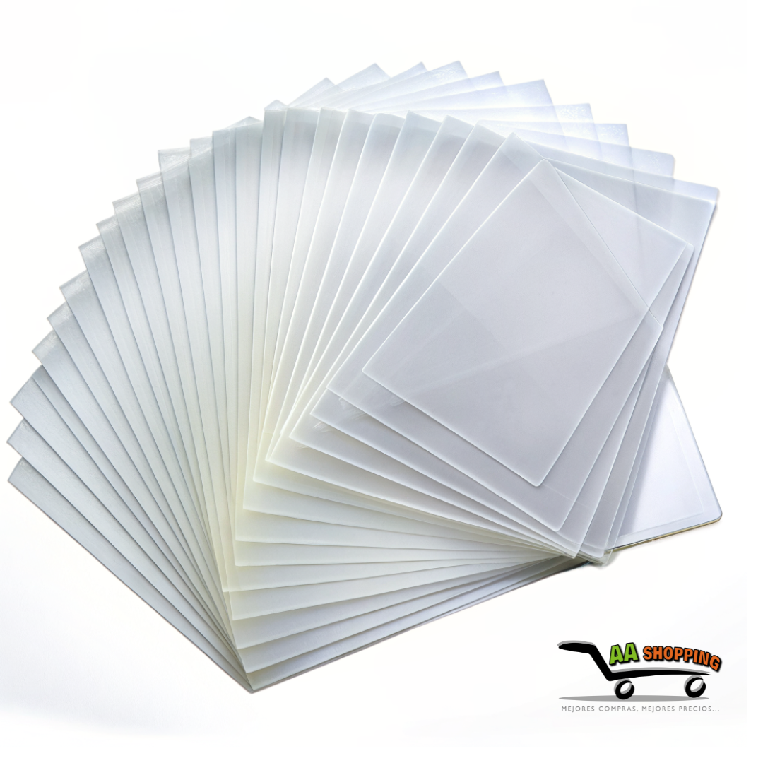 100 Micas de PVC OFICIO de 200 micrones para ANILLADO TRANSPARENTE
