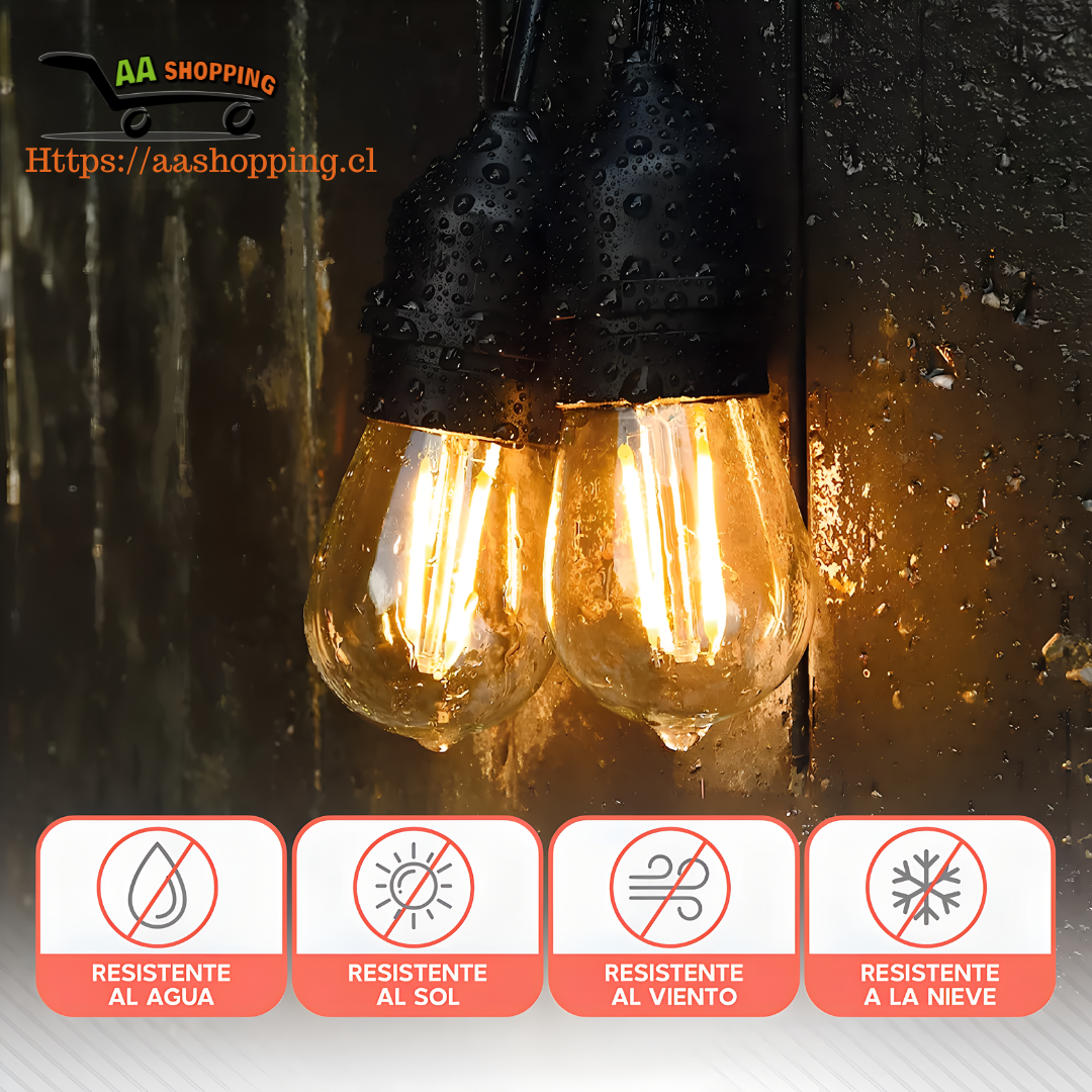 Guirnalda Terraza Ext Luces Vintage 10 Metros Luces Amarillo