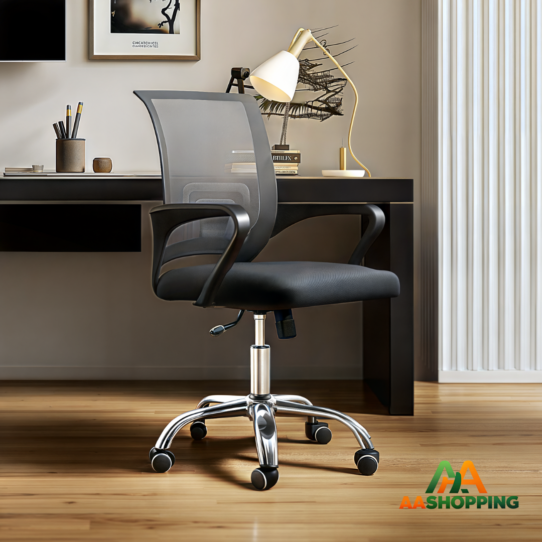 Silla de escritorio Mesh 605 ergonómica negra con tapizado de malla (Cromada)
