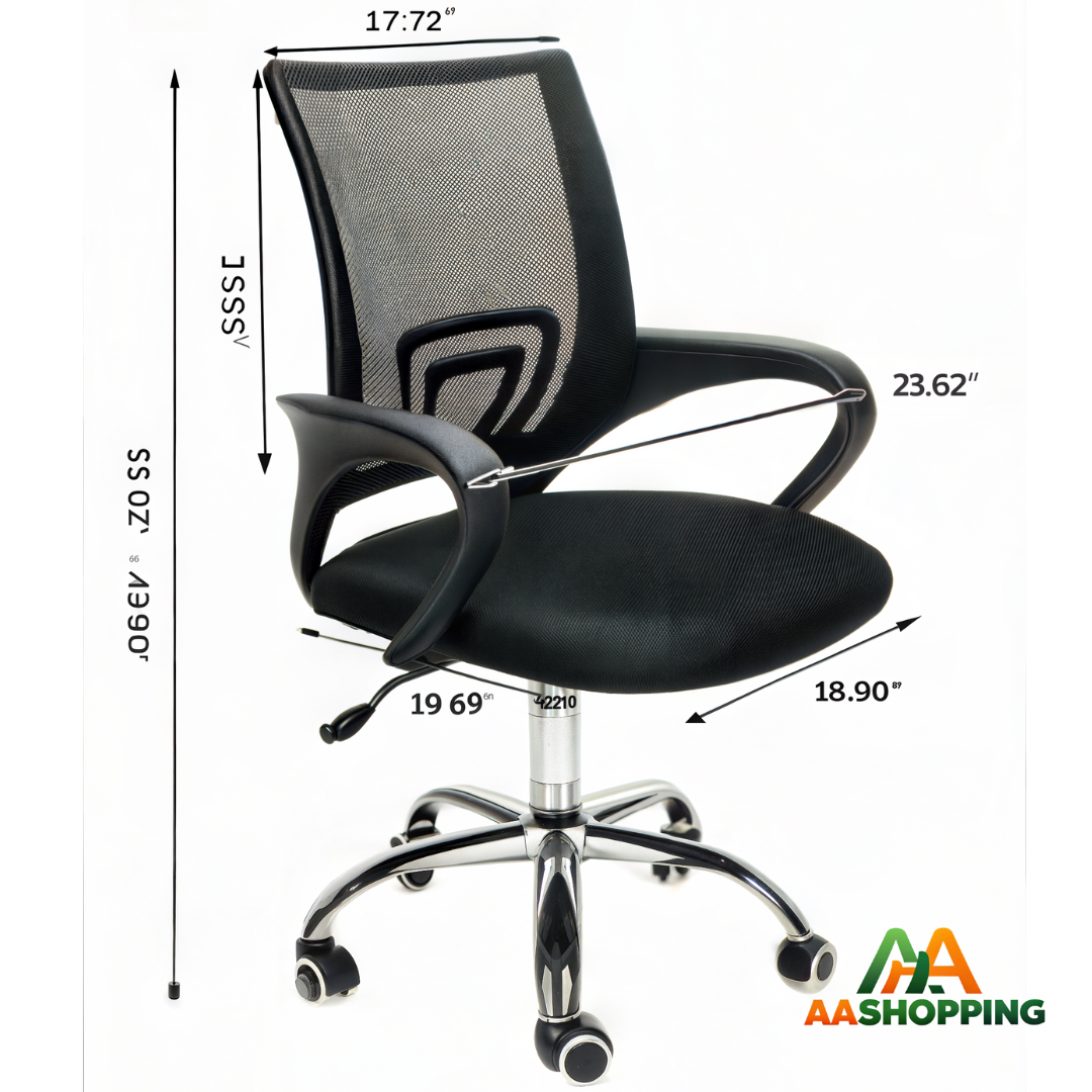 Silla de escritorio Mesh 605 ergonómica negra con tapizado de malla (Cromada)