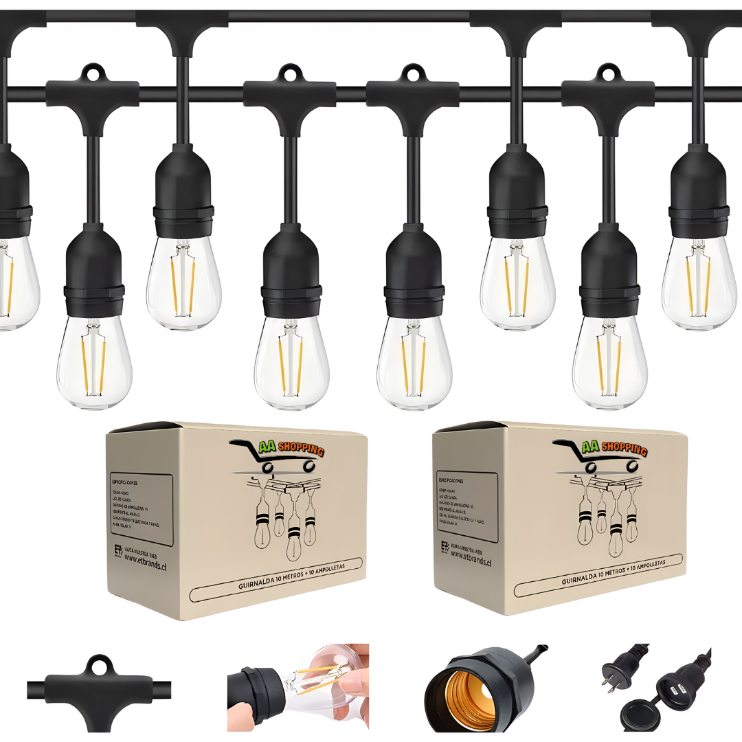 Guirnalda Terraza Ext Luces Vintage 10 Metros Luces Amarillo