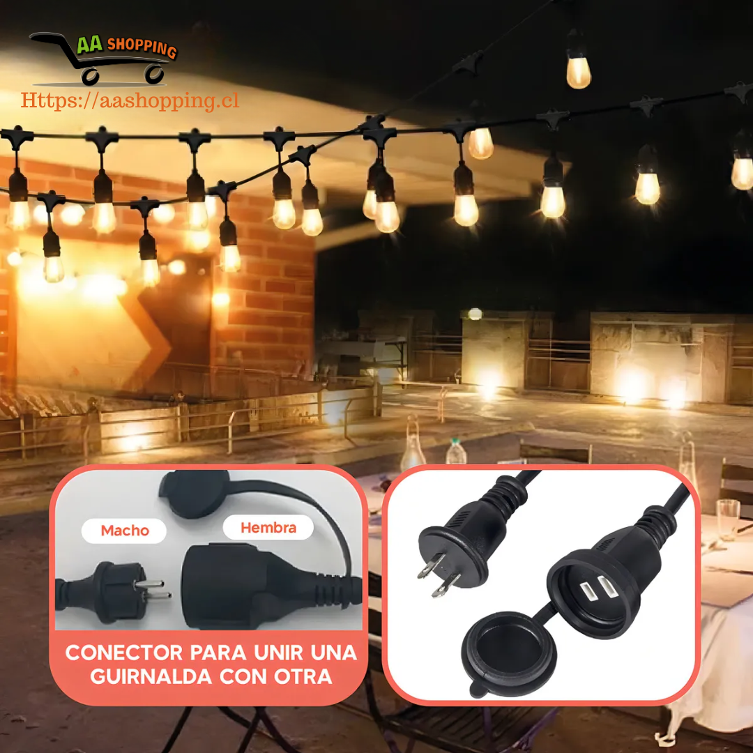 Guirnalda Terraza Ext Luces Vintage 10 Metros Luces Amarillo