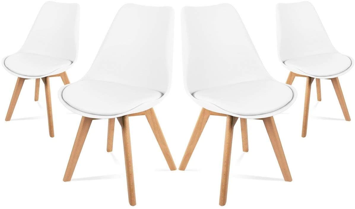 Silla Comedor Tulip Acolchada - Blanco o Negro