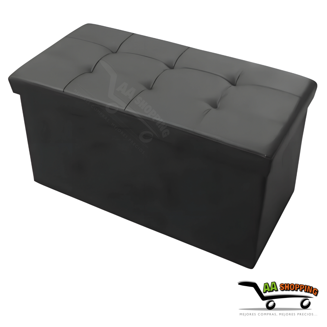 Puff Baul Organizador Rectangular - Negro - 38cm x 76cm x 38cm