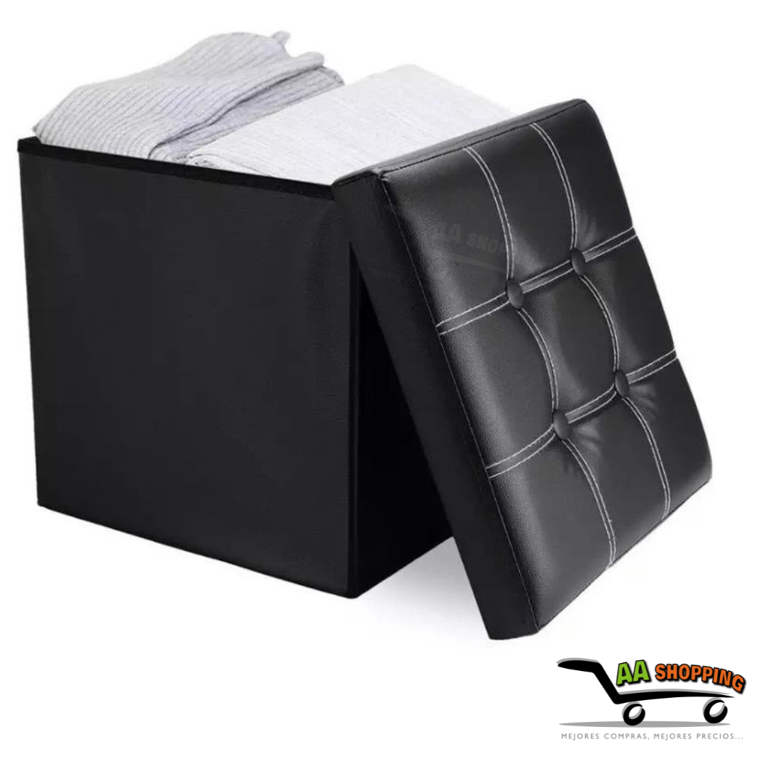 Puff Baul Organizador Negro - 38 x 38 x 38 cm