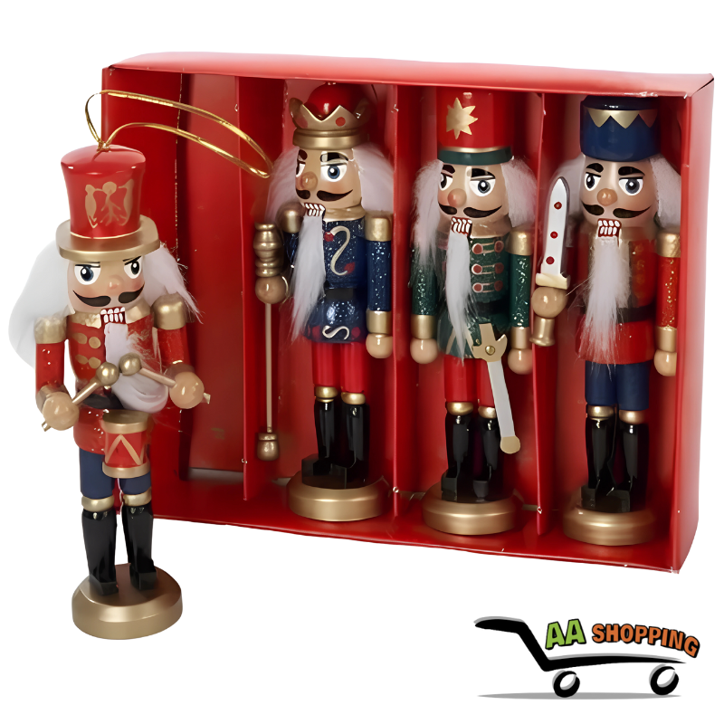 Pack 4 Cascanueces Pequeños Madera Soldado 13cm Navidad