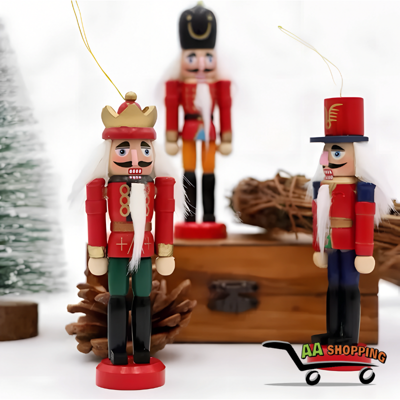 Pack 4 Cascanueces Pequeños Madera Soldado 13cm Navidad