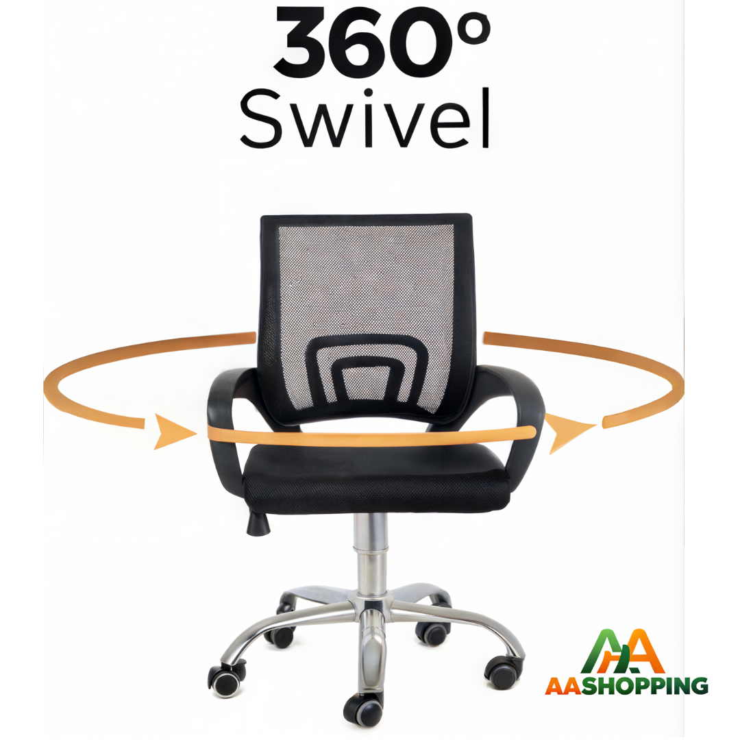 Silla de escritorio Mesh 605 ergonómica negra con tapizado de malla (Cromada)