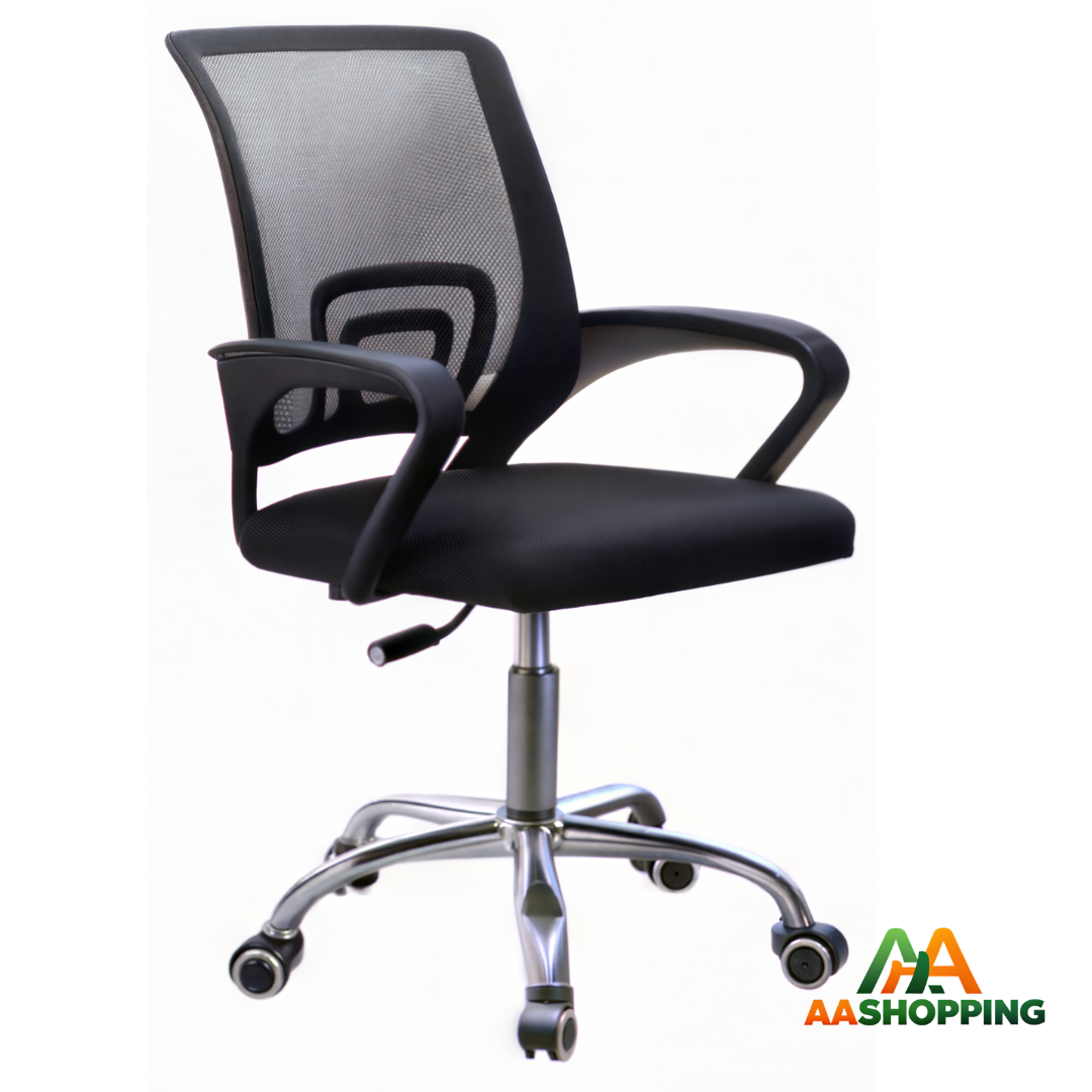 Silla de escritorio Mesh 605 ergonómica negra con tapizado de malla (Cromada)