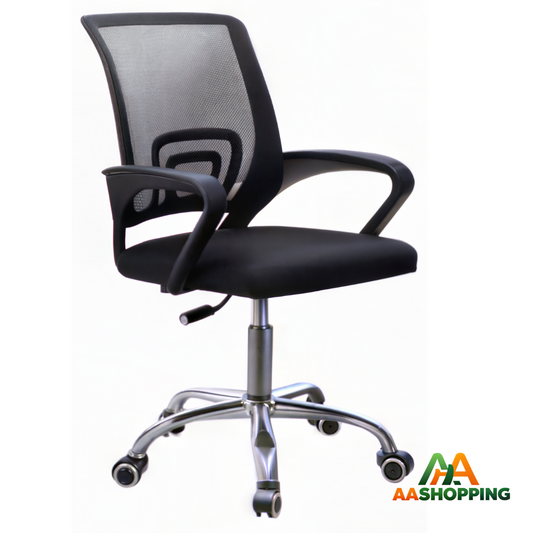 Silla de escritorio Mesh 605 ergonómica negra con tapizado de malla (Cromada)
