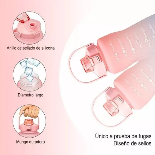 Pack 2 Botellas Agua Motivacional De 2 Litros Y 900 ML