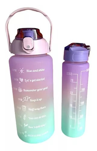 Pack 2 Botellas Agua Motivacional De 2 Litros Y 900 ML