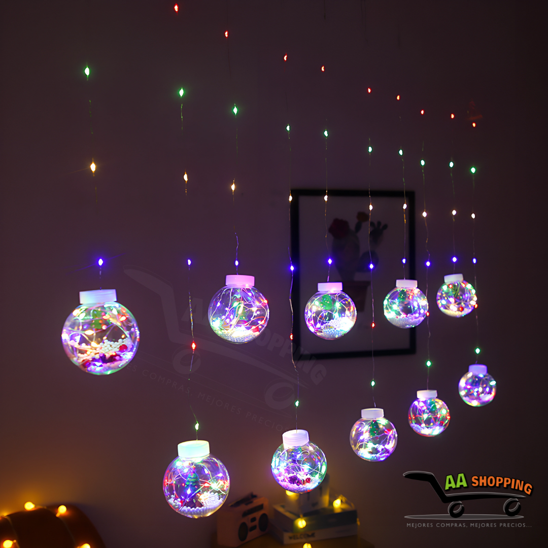 Cortina Cascada Esferas LED Multicolor - NAVIDAD