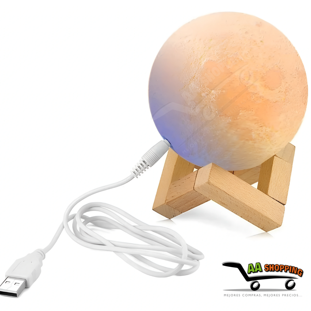 Lampara Luna 3D LED de 16 Colores con control remoto