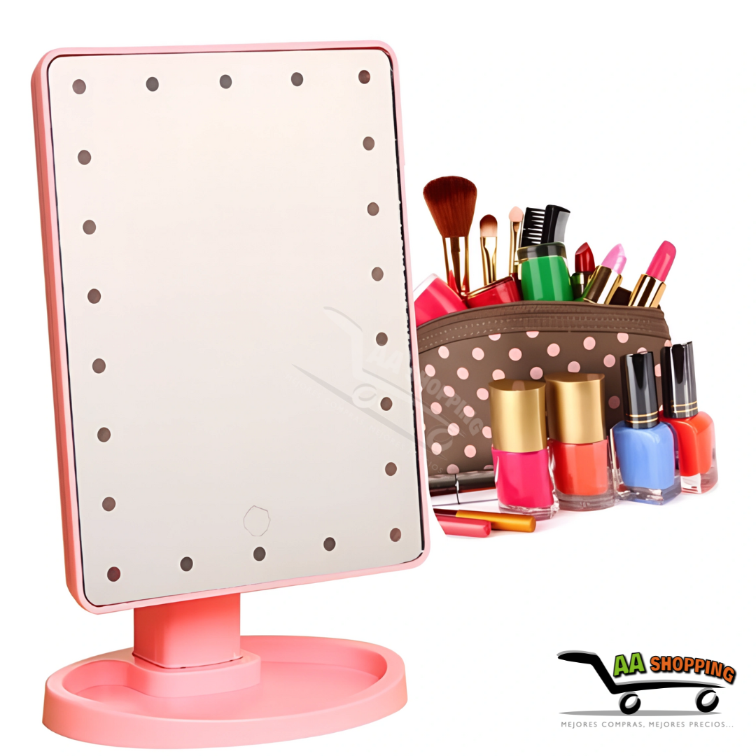 Espejo portátil para maquillaje con 22 luces led (táctil USB)