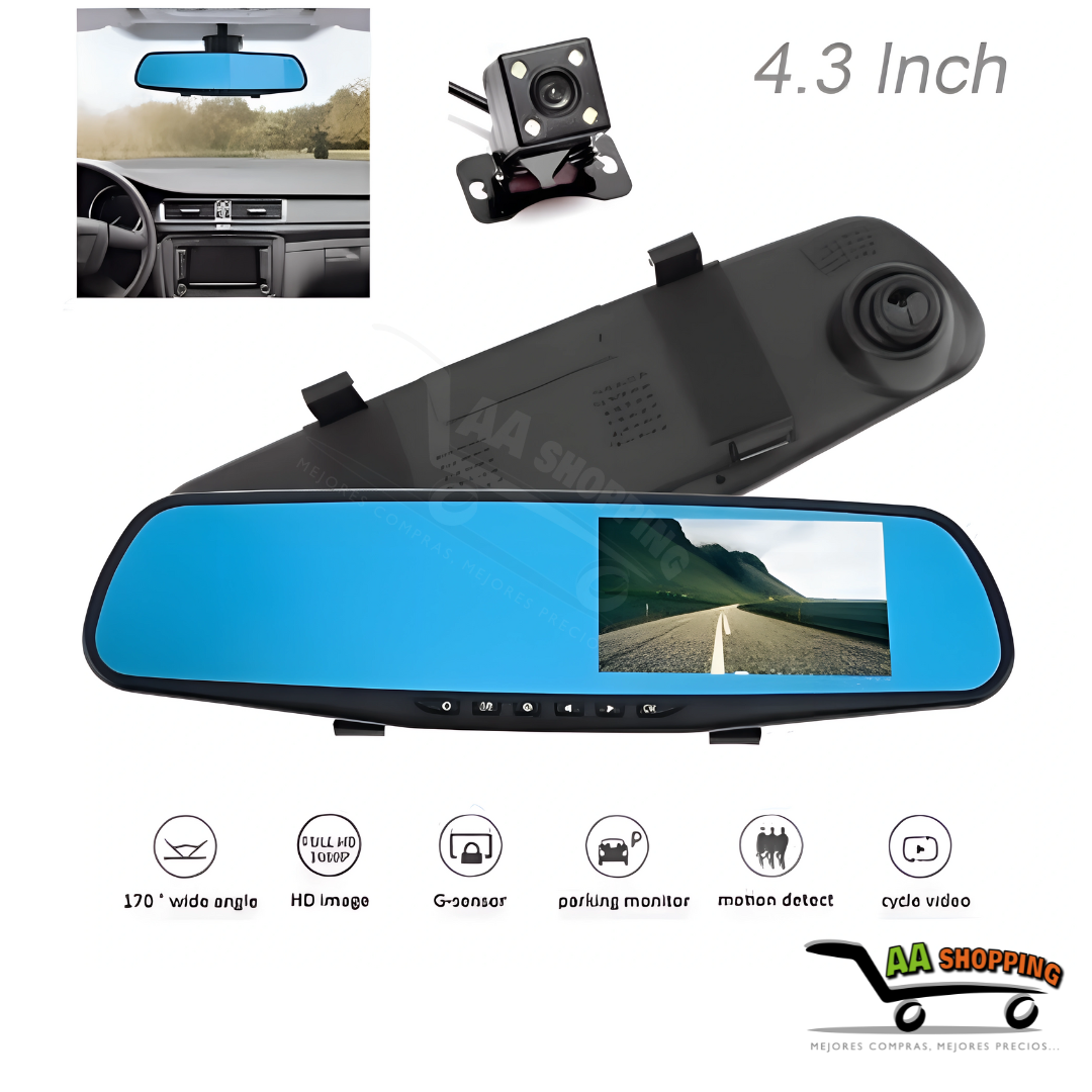 Espejo Retrovisor + Camara Frontal Y Camara Retroceso Hd